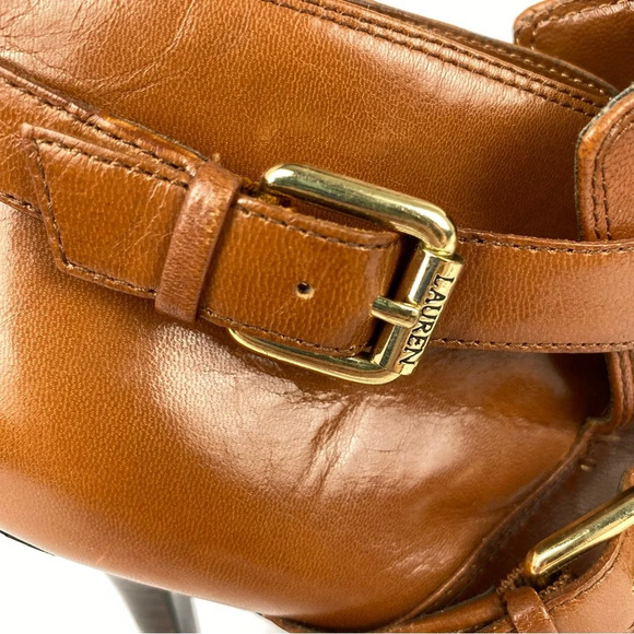 Lauren Ralph Lauren Brown Leather Lorelei Ankle Booties Size 6 - Picture 8 of 16